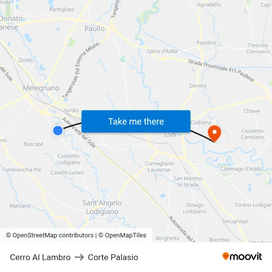 Cerro Al Lambro to Corte Palasio map