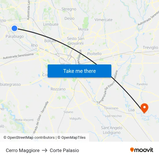 Cerro Maggiore to Corte Palasio map