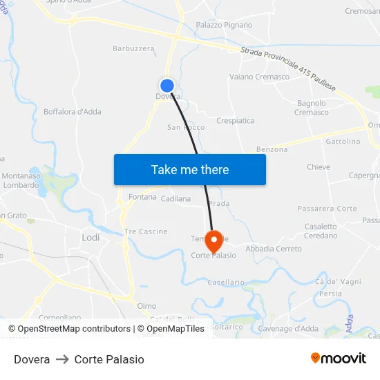 Dovera to Corte Palasio map