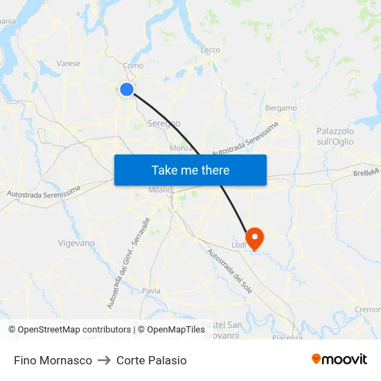 Fino Mornasco to Corte Palasio map