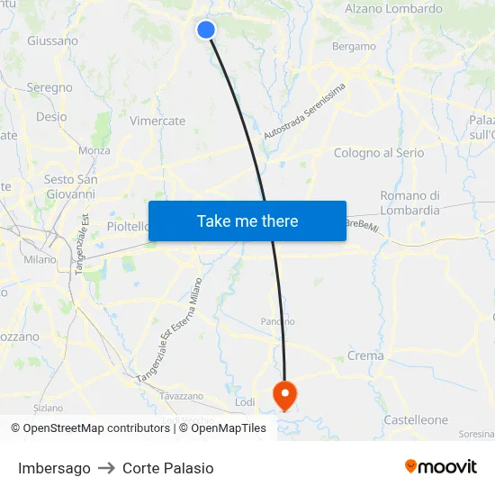 Imbersago to Corte Palasio map