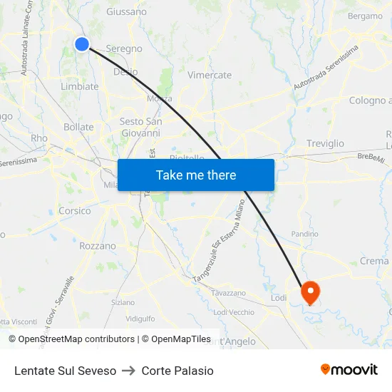 Lentate Sul Seveso to Corte Palasio map