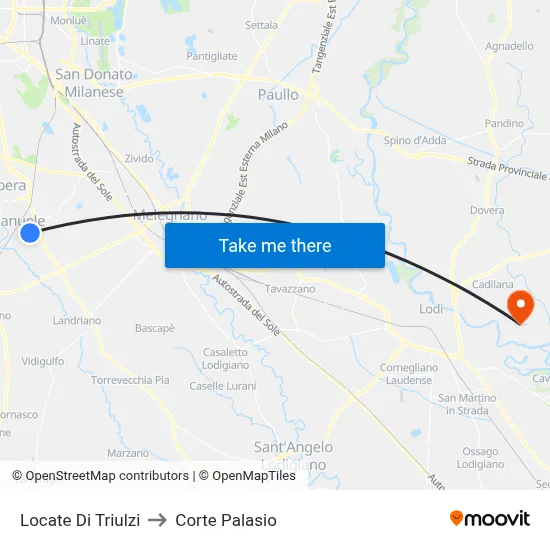 Locate di Triulzi to Corte Palasio map