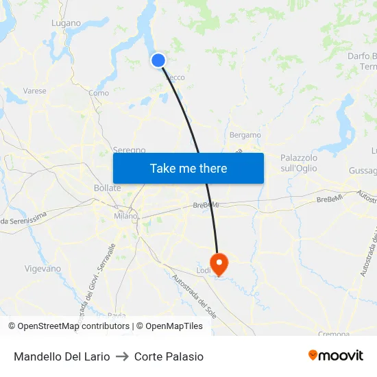 Mandello Del Lario to Corte Palasio map