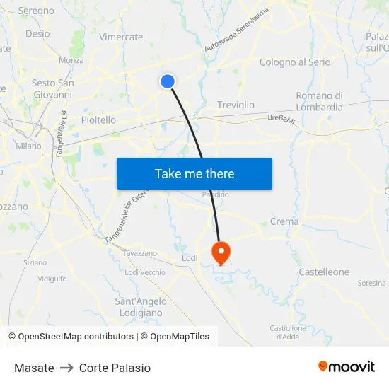 Masate to Corte Palasio map