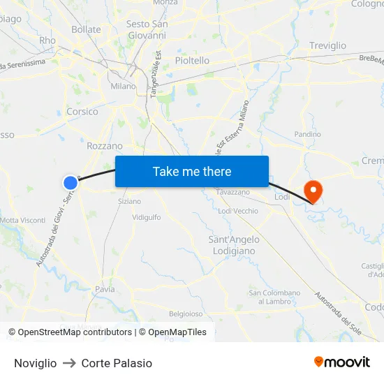 Noviglio to Corte Palasio map