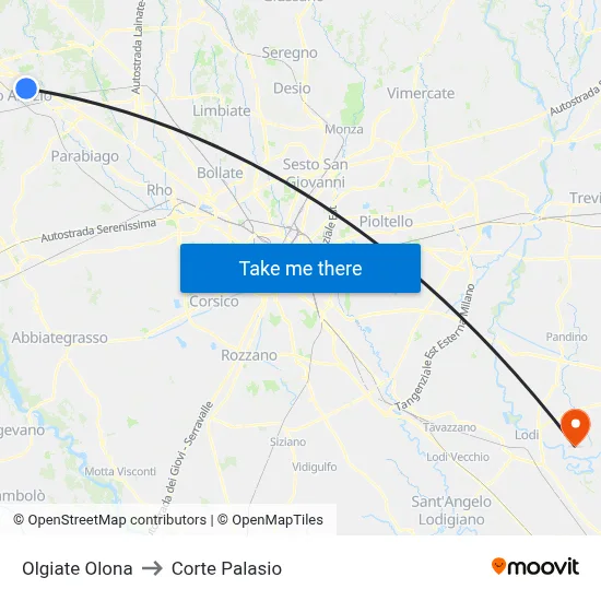 Olgiate Olona to Corte Palasio map