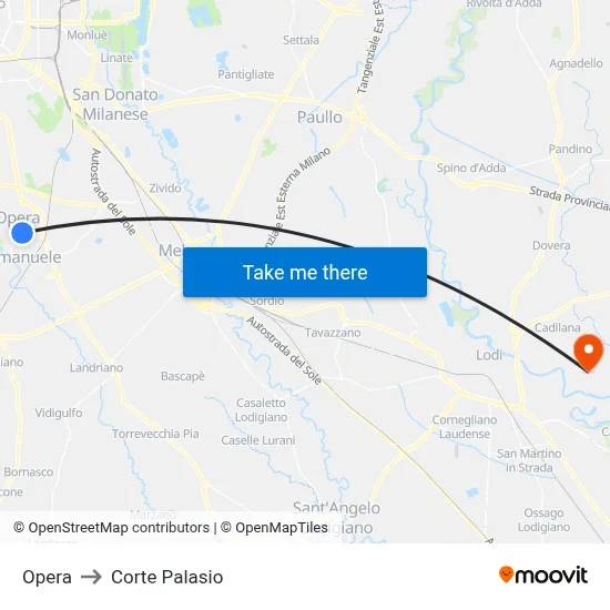 Opera to Corte Palasio map