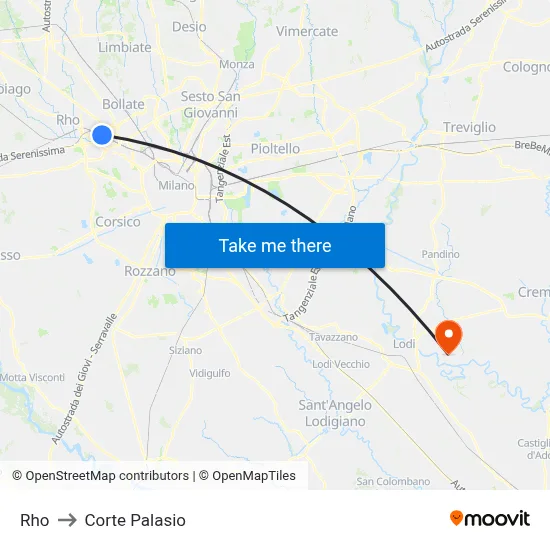 Rho to Corte Palasio map