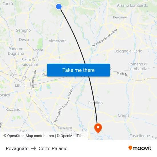 Rovagnate to Corte Palasio map