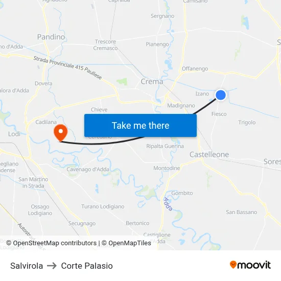 Salvirola to Corte Palasio map