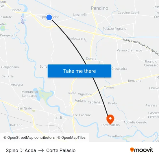 Spino D' Adda to Corte Palasio map