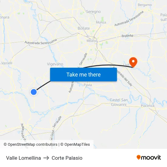 Valle Lomellina to Corte Palasio map