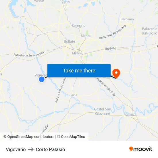 Vigevano to Corte Palasio map