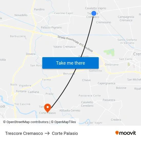 Trescore Cremasco to Corte Palasio map