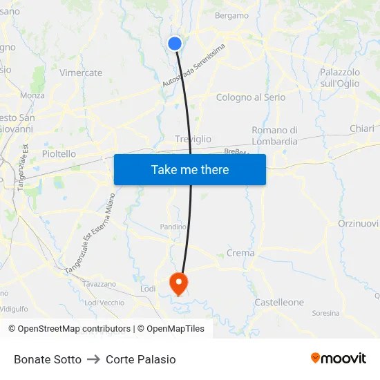 Bonate Sotto to Corte Palasio map