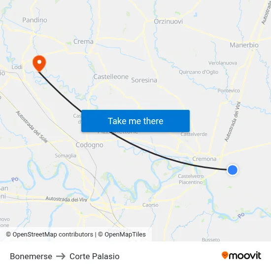 Bonemerse to Corte Palasio map