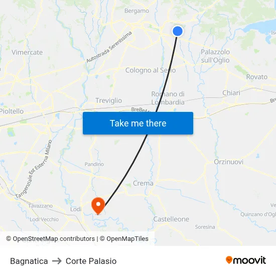 Bagnatica to Corte Palasio map