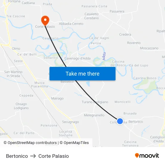 Bertonico to Corte Palasio map