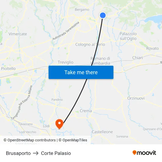 Brusaporto to Corte Palasio map