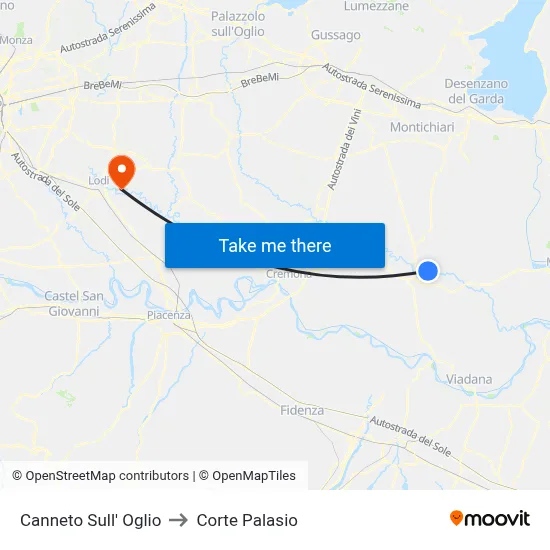 Canneto sull'Oglio to Corte Palasio map