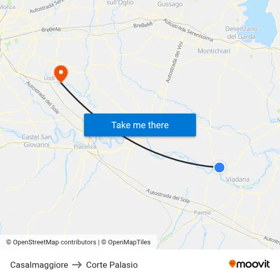 Casalmaggiore to Corte Palasio map