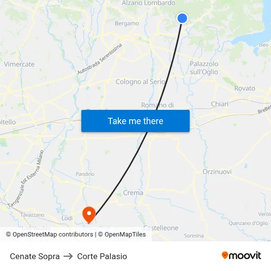 Cenate Sopra to Corte Palasio map
