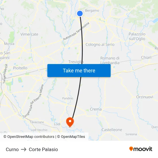 Curno to Corte Palasio map