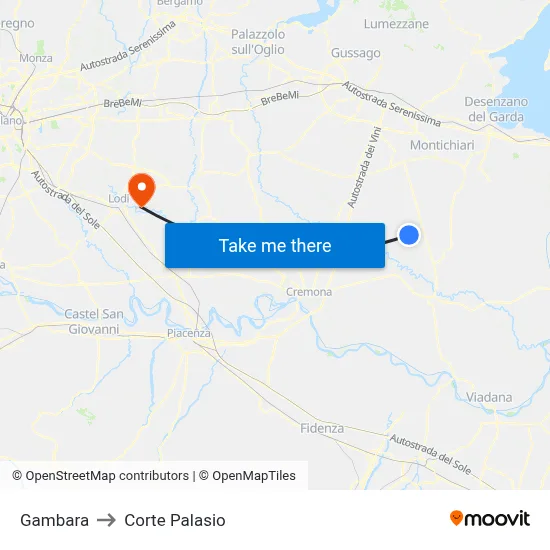 Gambara to Corte Palasio map