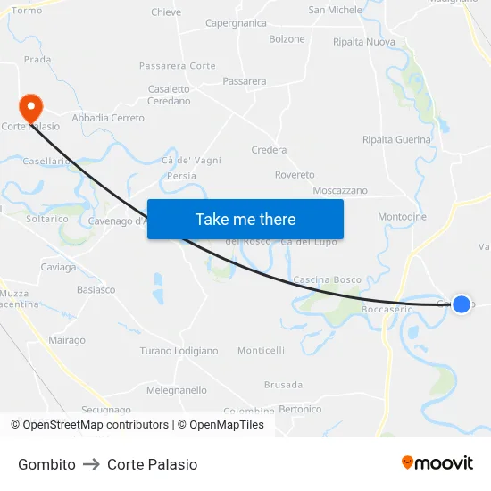 Gombito to Corte Palasio map