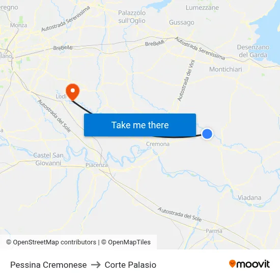 Pessina Cremonese to Corte Palasio map