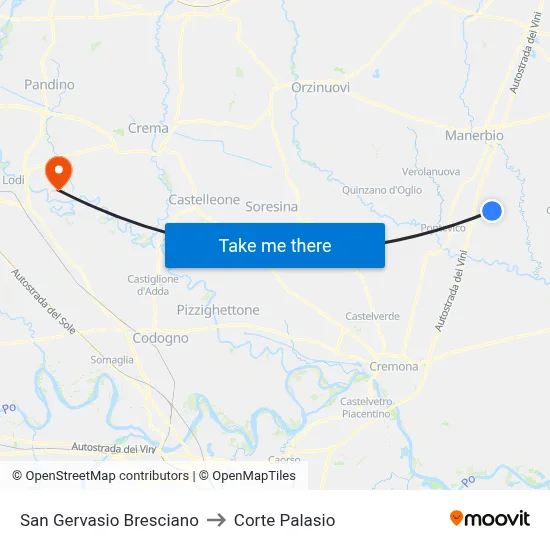 San Gervasio Bresciano to Corte Palasio map
