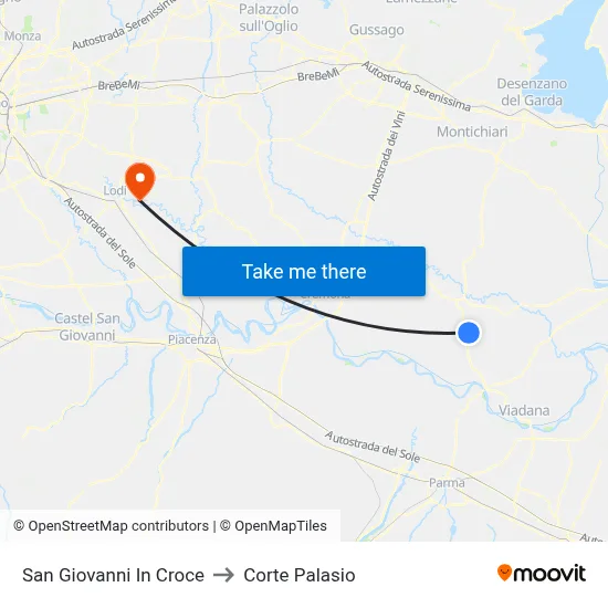 San Giovanni In Croce to Corte Palasio map