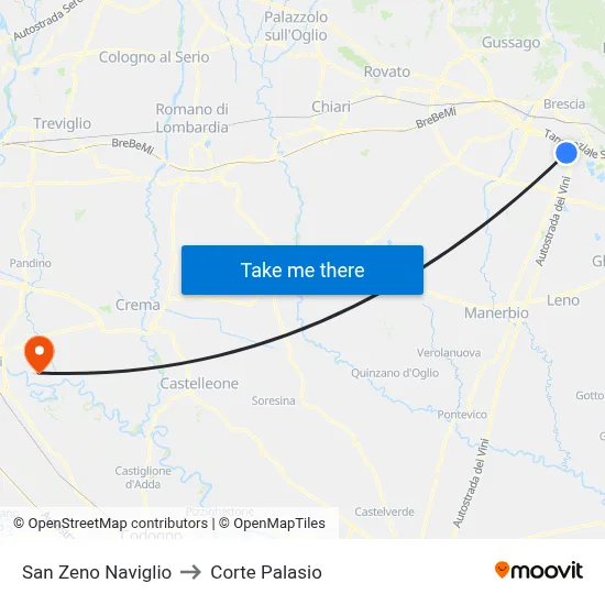 San Zeno Naviglio to Corte Palasio map