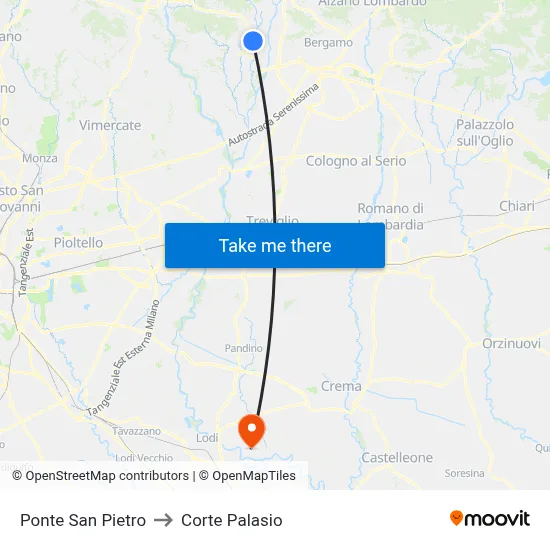 San Pietro Bridge to Corte Palasio map