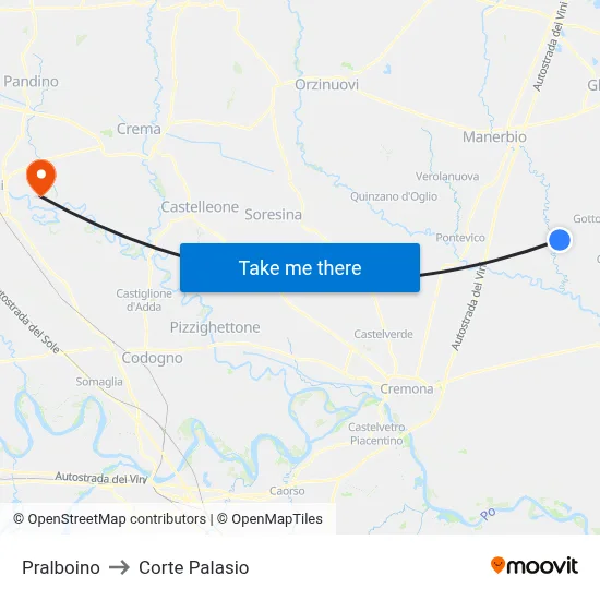 Pralboino to Corte Palasio map