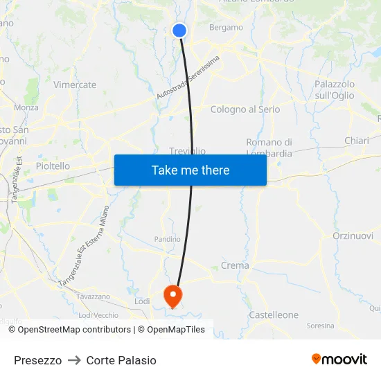 Presezzo to Corte Palasio map