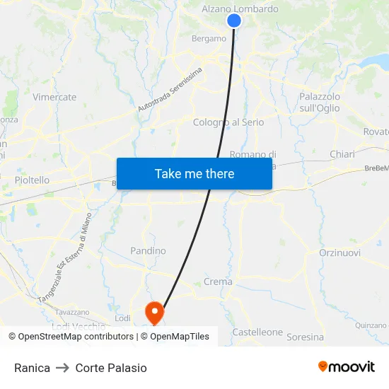 Ranica to Corte Palasio map