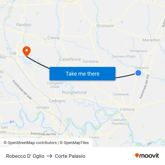 Robecco d'Oglio to Corte Palasio map