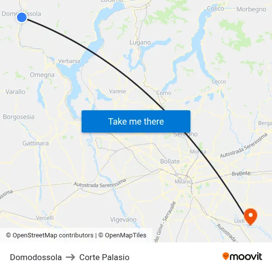 Domodossola to Corte Palasio map