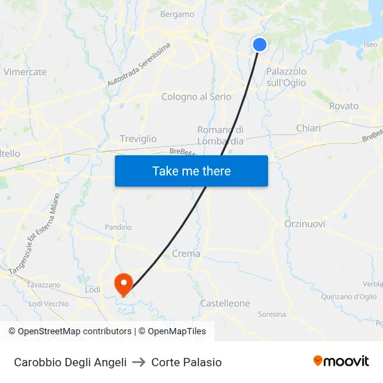 Carobbio Degli Angeli to Corte Palasio map