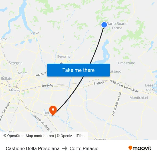 Castione Della Presolana to Corte Palasio map