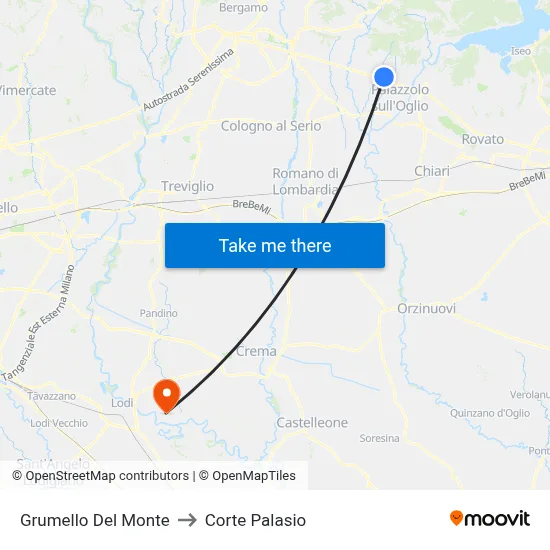 Grumello Del Monte to Corte Palasio map