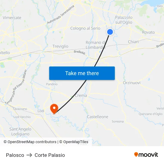 Palosco to Corte Palasio map