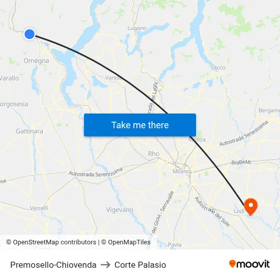 Premosello-Chiovenda to Corte Palasio map