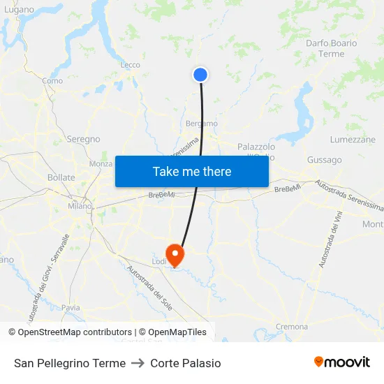 San Pellegrino Terme to Corte Palasio map