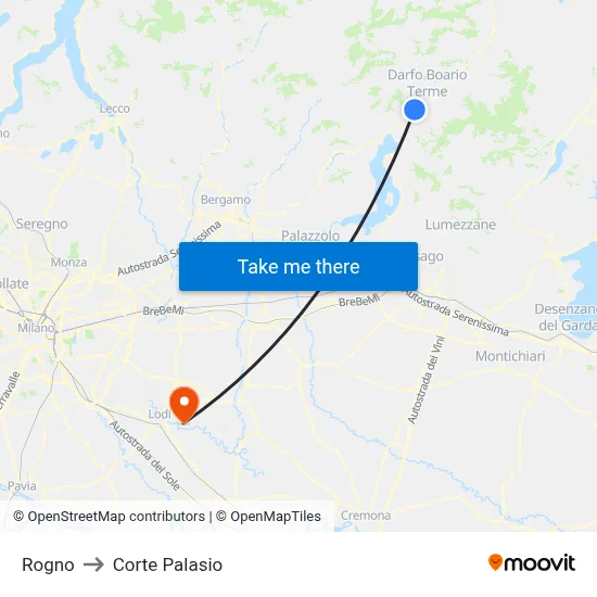 Rogno to Corte Palasio map