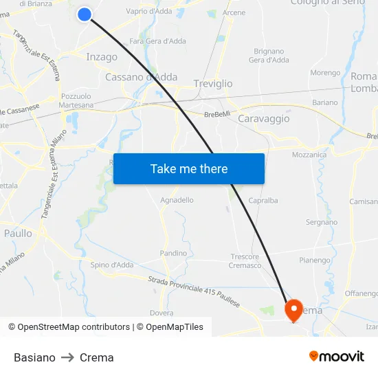 Basiano to Crema map
