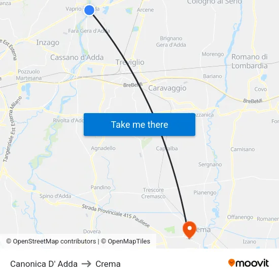 Canonica d'Adda to Crema map