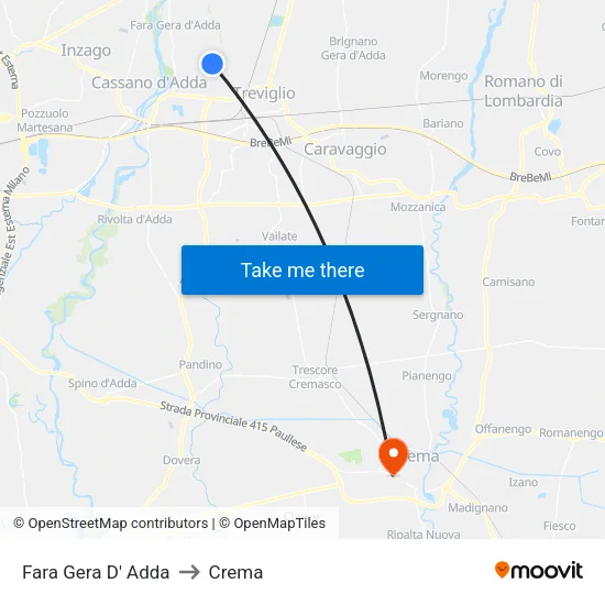 Fara Gera D' Adda to Crema map